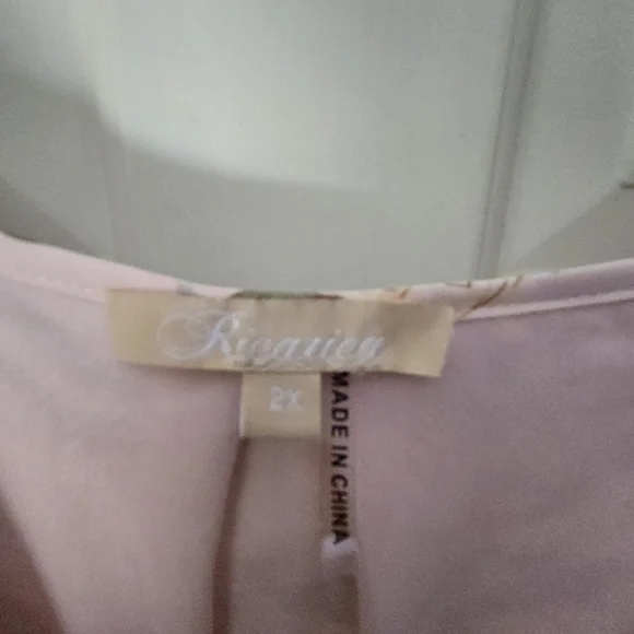 Baltic Born Pink and Cream Long Sleeve Sundress with Plunge Neckline - Picture 2 of 3